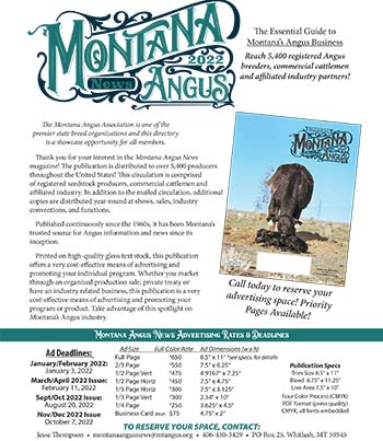 Montana Angus News Advertising Rate Card